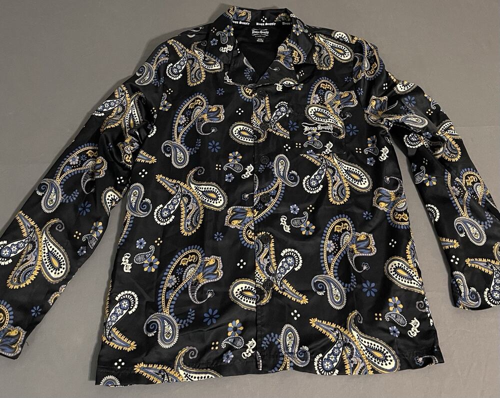 Dogg Supply Snoop Dogg Paisley Satin Pajama Set Small Black 2pc
